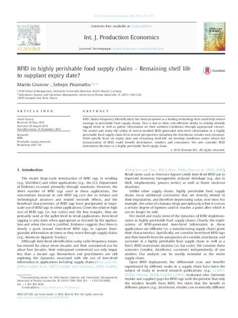 RFID in highly perishable food supply chains 